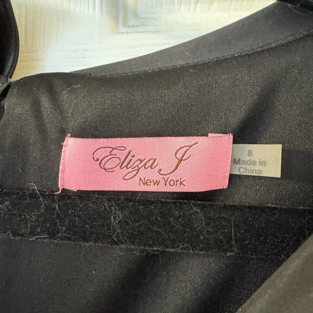 Eliza J Dress Black 3/4 Sleeve Stretch Flattering Waist Retro 50's Dress Size 8 - Picture 10 of 16